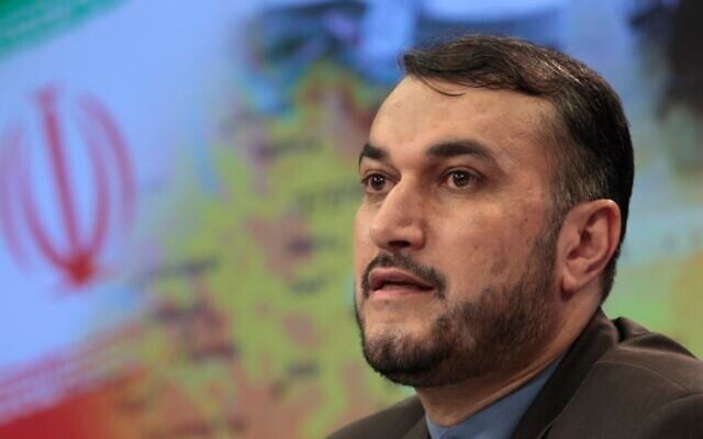 In this August 3, 2012, photo, then-Iranian Deputy Foreign Minister Hossein Amirabdollahian speaks during a press conference in Moscow, Russia (AP Photo/Misha Japaridze, File) In this August 3, 2012, photo, then-Iranian Deputy Foreign Minister Hossein Amirabdollahian speaks during a press conference in Moscow, Russia (AP Photo/Misha Japaridze, File)