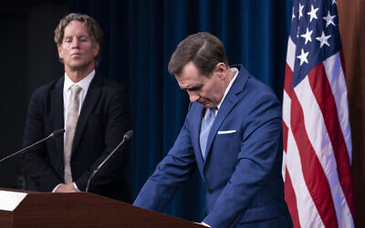 Pentagon spokesman John Kirby listens to a question during a media briefing at the Pentagon on August 16, 2021, in Washington. Garry Reid, with the Department of Defense crisis action group for Afghanistan, listens at left. (AP Photo/Alex Brandon) Pentagon spokesman John Kirby listens to a question during a media briefing at the Pentagon on August 16, 2021, in Washington. Garry Reid, with the Department of Defense crisis action group for Afghanistan, listens at left. (AP Photo/Alex Brandon)