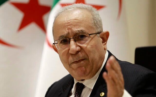 Algerian Foreign Minister Ramtane Lamamra gestures as he reads a statement from the country's president in Algiers on Aug.24, 2021. (AP/Fateh Guidoum) Algerian Foreign Minister Ramtane Lamamra gestures as he reads a statement from the country's president in Algiers on Aug.24, 2021. (AP/Fateh Guidoum)