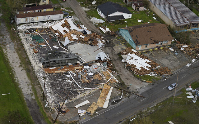 Damge is seen in the aftermath of Hurricane Ida, August 30, 2021, in Houma, Louisiana. (AP Photo/David J. Phillip)