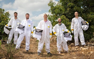 Beewise founders from left to right: Hillel Schreier, Eliyah Radzyner, Saar-Safra, Yossi Surin, Boaz Petersil. (Courtesy: Beewise)