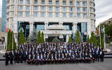 Chabad rabbis from across the former Soviet Union pose for a group photo in Almaty, Kazakhstan, July 29, 2021. (Yehezkel Itkin via JTA)