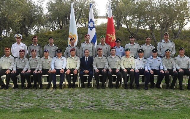 President Isaac Herzog meets with members of the IDF General Staff at the Kirya military base in Tel Aviv, on August 9, 2021. (Mark Neyman/GPO) President Isaac Herzog meets with members of the IDF General Staff at the Kirya military base in Tel Aviv, on August 9, 2021. (Mark Neyman/GPO)