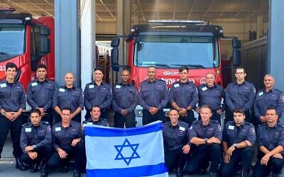 A delegation from Israel's Fire and Rescue Services ahead of its departure for Greece to assist in putting out a spate of wildfires in the country on August 6, 2021. (Fire and Rescue Service)