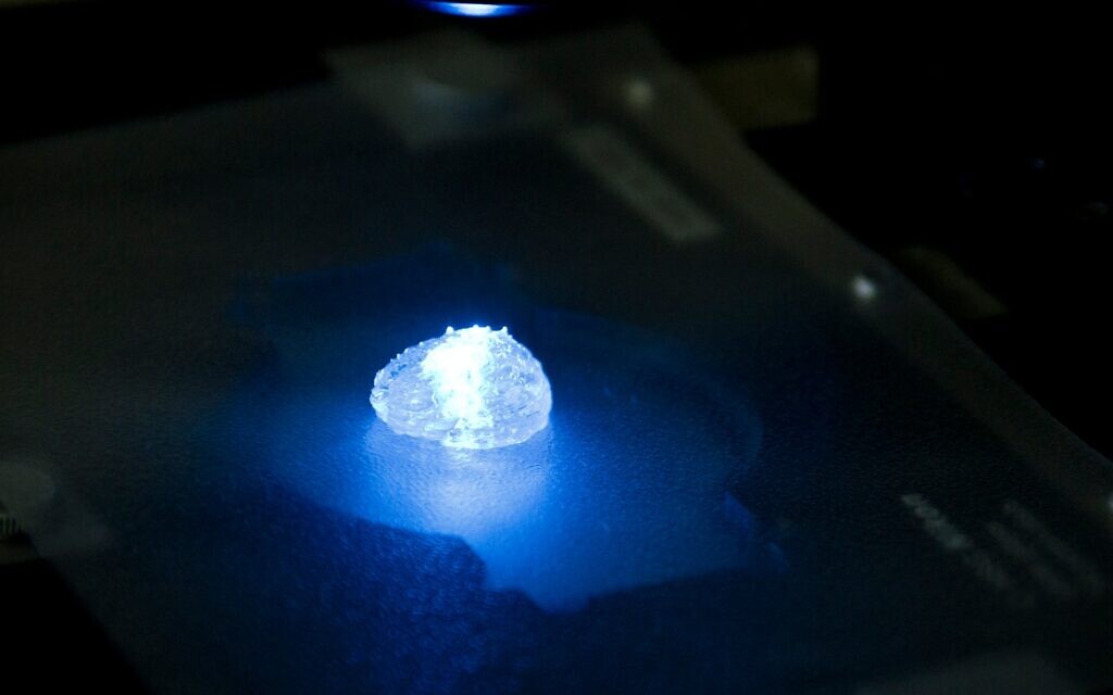 Illustration for demonstration of 3D printing of a tumor in a brain microenvironment according to a computed 3D model. (Tel Aviv University)