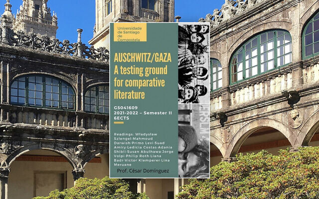 A flyer for the course titled 'Auschwitz/Gaza: A testing ground for comparative literature.' (Wikimedia Commons) A flyer for the course titled 'Auschwitz/Gaza: A testing ground for comparative literature.' (Wikimedia Commons)