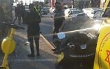 The scene of a stabbing attack in Petah Tikva on August 2, 2021. (Magen David Adom)