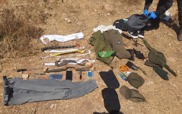 A Palestinian suspect, dressed up as an IDF soldier, was arrested while carrying a number of weapons, including a firearm, near the West Bank settlement of Ma'ale Levona, August 16, 2021. (Israel Defense Forces) A Palestinian suspect, dressed up as an IDF soldier, was arrested while carrying a number of weapons, including a firearm, near the West Bank settlement of Ma'ale Levona, August 16, 2021. (Israel Defense Forces)