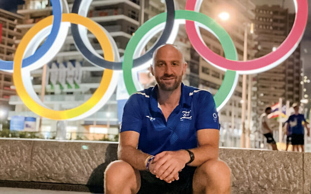Yoni Rosenblatt, Team Israel’s sports physical therapist, in Tokyo. (Courtesy of Yoni Rosenblatt/Baltimore Jewish Times via JTA) Yoni Rosenblatt, Team Israel’s sports physical therapist, in Tokyo. (Courtesy of Yoni Rosenblatt/Baltimore Jewish Times via JTA)