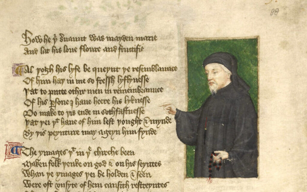 Portrait of Chaucer from a 1412 manuscript by Thomas Hoccleve, who may have met Chaucer (Wikimedia commons) Portrait of Chaucer from a 1412 manuscript by Thomas Hoccleve, who may have met Chaucer (Wikimedia commons)