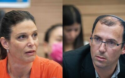 Labor MK Efrat Rayten (left) and Religious Zionism MK Simcha Rothman. (Flash90)