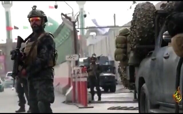Taliban fighters show off uniforms and US-made rifles seized from former Afghan forces in video on social media. (Screenshot) Taliban fighters show off uniforms and US-made rifles seized from former Afghan forces in video on social media. (Screenshot)