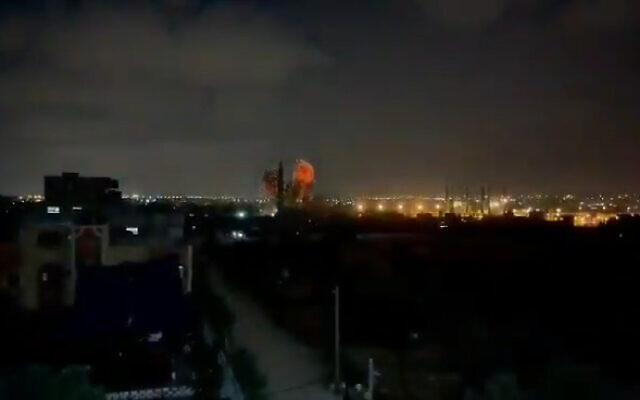 A site in central Gaza is struck by Israeli aircraft, on August 21, 2021. (Video screenshot) A site in central Gaza is struck by Israeli aircraft, on August 21, 2021. (Video screenshot)