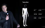 Elon Musk announces the 'Tesla Bot' in an online conference, on August 19, 2021. (Video screenshot)
