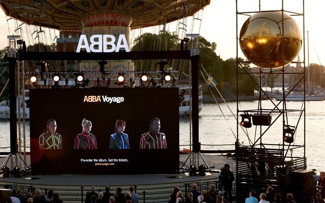 Members of the Swedish group ABBA are seen on a display during their Voyage event at Grona Lund, Stockholm, on September 2, 2021, during their presentation of the first new song after nearly four decades. (Fredrik PERSSON / TT News Agency / AFP) Members of the Swedish group ABBA are seen on a display during their Voyage event at Grona Lund, Stockholm, on September 2, 2021, during their presentation of the first new song after nearly four decades. (Fredrik PERSSON / TT News Agency / AFP)