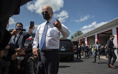 US President Joe Biden speaks as he visits the Shanksville Volunteer Fire Department marking the 20th anniversary of the 9/11 attacks, in Shanksville, Pennsylvania, on September 11, 2021. (Jim WATSON / AFP)