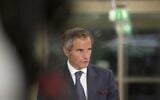 Director General of the International Atomic Energy Agency (IAEA) Rafael Mariano Grossi addresses the media after his arrival at the Vienna International Airport, in Schwechat near Vienna, Austria, on September 12, 2021. (ALEX HALADA / AFP)