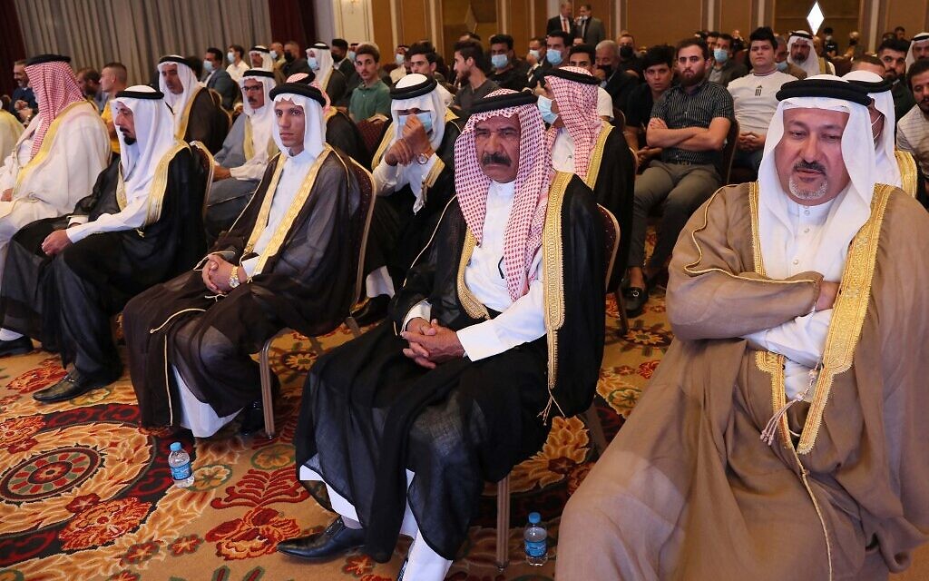 Iraqis attend a conference of peace and reclamation organized by US think tank Center for Peace Communications in Erbil, the capital of northern Iraq's Kurdistan autonomous region, on September 24, 2021. (Safin Hamed/AFP) Iraqis attend a conference of peace and reclamation organized by US think tank Center for Peace Communications in Erbil, the capital of northern Iraq's Kurdistan autonomous region, on September 24, 2021. (Safin Hamed/AFP)