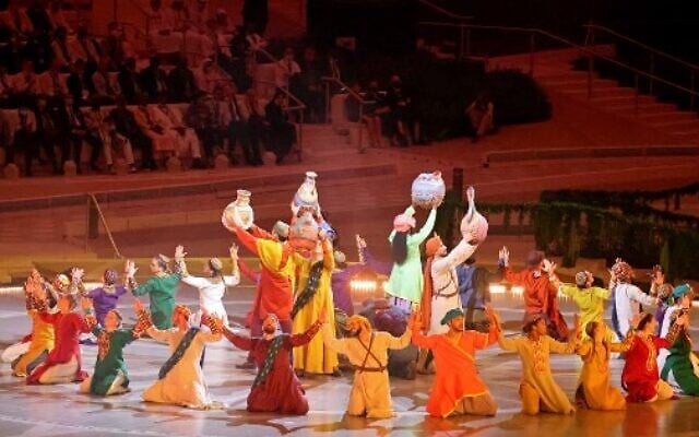 Artists perform during the opening ceremony of the Dubai Expo 2020, on September 30, 2021. (Karim Sahib/AFP)