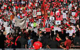 Thousands of striking Los Angeles Unified teachers gather in front of Los Angeles City Hall on Tuesday, Jan. 22, 2019. (AP/Richard Vogel)