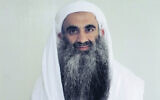 This February 2017 photo provided by his lawyers shows Khalid Shaikh Mohammad in Guantanamo Bay prison in Cuba (Courtesy Derek Poteet via AP)