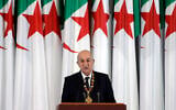 Algerian President Abdelmadjid Tebboune delivers a speech during an inauguration ceremony in the presidential palace, in Algiers, Algeria, December 19, 2019. (Toufik Doudou/AP)