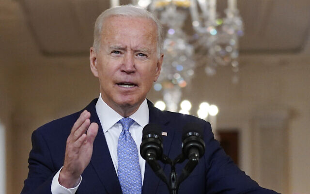 US President Joe Biden speaks about the end of the war in Afghanistan from the State Dining Room of the White House, Tuesday, Aug. 31, 2021, in Washington. (AP Photo/Evan Vucci)