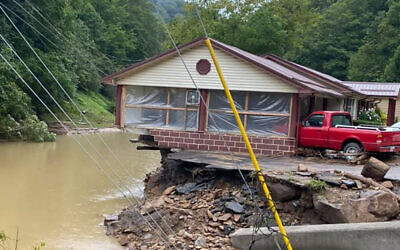 Damage from severe weather on August 30, 2021 in Hurley, Virginia. (Bristol Virginia Professional FireFighters Association via AP)
