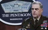 US Joint Chiefs of Staff Gen. Mark Milley speaks during a briefing with Secretary of Defense Lloyd Austin at the Pentagon in Washington, September 1, 2021, about the end of the war in Afghanistan. (AP Photo/Susan Walsh)