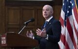 Secretary of Homeland Security Alejandro Mayorkas speaks during a news conference at The National Press Club in Washington, on Sept. 9, 2021. (AP Photo/Jose Luis Magana)