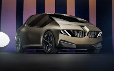 The new BMWi Vision show car incorporates smart glass tech into the headlight systems by Israeli company Gauzy. (Courtesy)