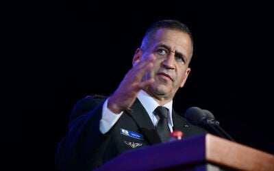 IDF Chief of Staff Lt. Gen. Aviv Kohavi during a graduation ceremony at the National Security College in Glilot, central Israel, on July 14, 2021. (Tomer Neuberg/Flash90) IDF Chief of Staff Lt. Gen. Aviv Kohavi during a graduation ceremony at the National Security College in Glilot, central Israel, on July 14, 2021. (Tomer Neuberg/Flash90)