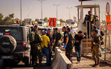 Israeli security forces near the scene of an attempted stabbing attack in the the Gush Etzion Junction in the West Bank, on September 13, 2021. (Gershon Elinson/Flash90)
