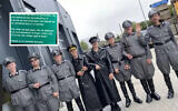 Men wear Nazi uniforms during a COVID-19 protest in the Netherlands city of Urk, Sept. 10, 2021. ('Hart van Nederland' via JTA)