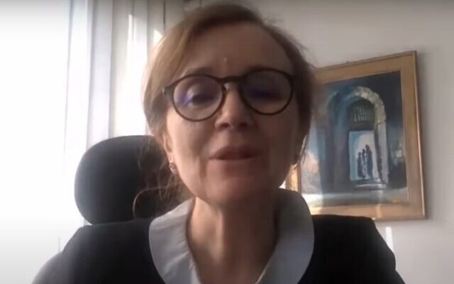 Screen capture from a June 2020 video of Najla Bouden who was selected to become prime minister of Tunisia, September 29, 2021. (YouTube) Screen capture from a June 2020 video of Najla Bouden who was selected to become prime minister of Tunisia, September 29, 2021. (YouTube)