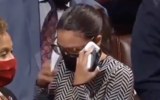 Alexandria Ocasio-Cortez seen visibly shaken up after casting 'present' vote on Iron Dome funding bill on the House floor on September 23, 2021. (Screen capture/Twitter)