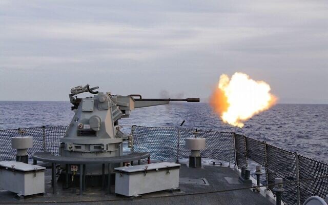 The Typhoon is a stabilized, remotely-controlled weapon system for naval ships developed by Rafael. (Courtesy) The Typhoon is a stabilized, remotely-controlled weapon system for naval ships developed by Rafael. (Courtesy)