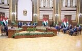 Palestinian Authority President Mahmoud Abbas meets with Egyptian President Abdelfattah El-Sissi and Jordanian King Abdullah II in Cairo, on Thursday, September 2, 2021. (WAFA)