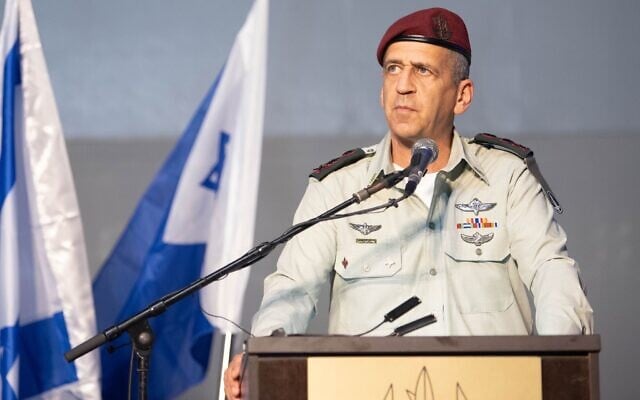 IDF Chief of Staff Aviv Kohavi speaks at a ceremony on the Israel Navy's Haifa Base, on September 2, 2021. (Israel Defense Forces)