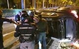 Police detain man suspected of involvement in attempted car-ramming of officers in Kiryat Ata, on September 25, 2021 (Israel Police)