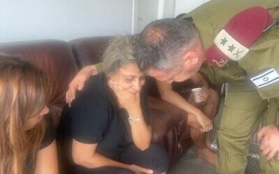 IDF Chief of Staff Aviv Kohavi pays a condolence call on September 5, 2021, to the home of Barel Hadaria Shmueli, a Border Police officer who was shot dead by a Gaza gunman at the border last month (Via Facebook: צועדים בדרך בראל) IDF Chief of Staff Aviv Kohavi pays a condolence call on September 5, 2021, to the home of Barel Hadaria Shmueli, a Border Police officer who was shot dead by a Gaza gunman at the border last month (Via Facebook: צועדים בדרך בראל)