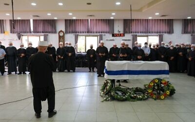 Police volunteer Hossam Zaghir is buried in the northern town of Yarka, September 22, 2021. (Fadi Amun/Courtesy)