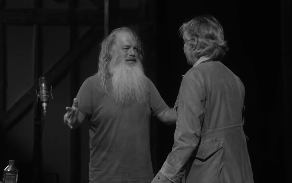 Music producer Rick Rubin, left, and Paul McCartney, in 'McCartney 3,2,1.' (YouTube screenshot/ Hulu)