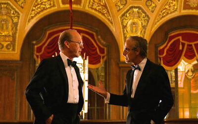 Michael Keaton as Kenneth Feinberg and Stanley Tucci as Charles Wolf in the Netflix film 'Worth.' (Monika Lek/Netflix/ via JTA)
