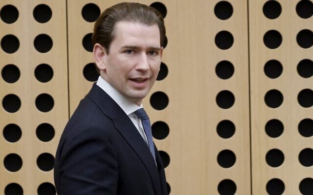 Austria's Chancellor Sebastian Kurz looks on as he arrives at the EU-Western Balkans summit at Brdo Congress Centre, near Ljubljana, Slovenia, on October 6, 2021. (Ludovic Marin/AFP) Austria's Chancellor Sebastian Kurz looks on as he arrives at the EU-Western Balkans summit at Brdo Congress Centre, near Ljubljana, Slovenia, on October 6, 2021. (Ludovic Marin/AFP)