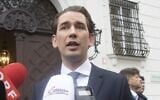 Austria's Chancellor Sebastian Kurz speaks to the media as he arrives to meet Austria's President at Hofburg Palace in Vienna, on October 7, 2021. (Alex Halada/AFP)