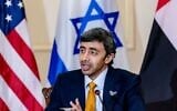 United Arab Emirates Foreign Minister Sheikh Abdullah bin Zayed al-Nahyan speaks during a joint news conference with US Secretary of State Antony Blinken and Israel's Foreign Minister Yair Lapid at the State Department in Washington, on October 13, 2021. (AP photo: Andrew Harnik / POOL / AFP)