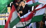 Hungarian Prime Minister Viktor Orban reacts after delivering a speech during an event in Budapest to commemorate the 65nd anniversary of Hungarian uprising against Soviet occupation in Budapest, on October 23, 2021. (Attila Kisbendek/AFP)