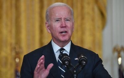 US President Joe Biden speaks about his administration's social spending plans, from the East Room of the White House in Washington, on October 28, 2021. (Nicholas Kamm/AFP)