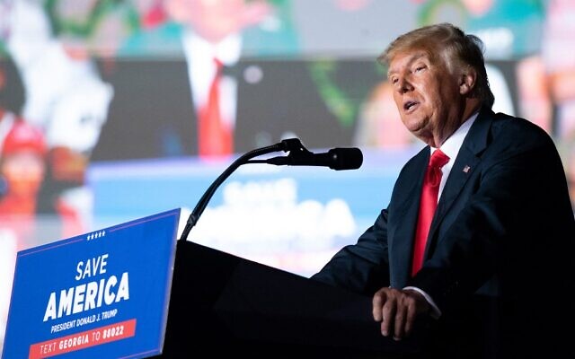 Former US president Donald Trump speaks at a rally, on September 25, 2021, in Perry, Georgia. (Sean Rayford/Getty Images/AFP)